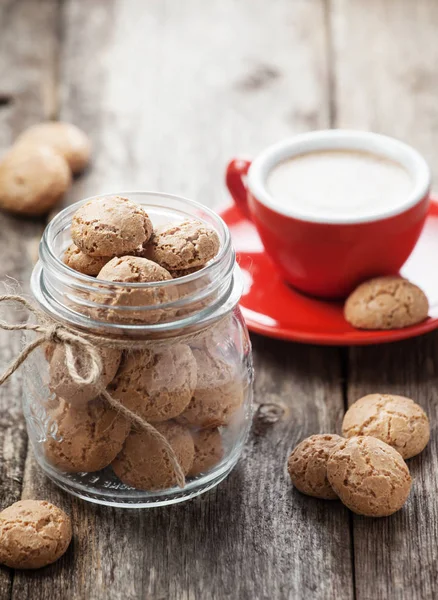 Traditional italian cookies and a cup of coffee — Stock Photo, Image