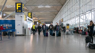 Stansted, Londra - Ocak, 2018 yaklaşık: Stansted Havalimanı. 4 en işlek Havaalanı 17.4 milyon yolcu ile İngiltere'de yapıldı.
