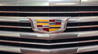 Bologna, İtalya - Aralık, 2017 yaklaşık: Cadillac logosu yakın çekim.