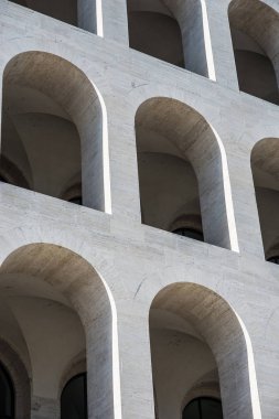 Rome, İtalya - Ekim, 2016 yaklaşık: Palazzo della Civilta Italiana ayrıntı (kare Colosseum). Eur mali Roma bölgesi'anıtıdır.