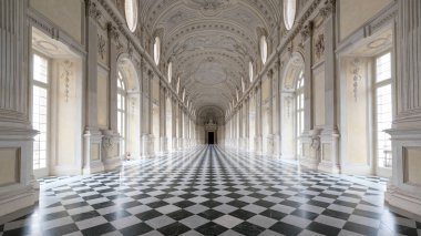 TURIN, ITALY - CIRCA FEBRUARY, 2018: Diana Gallery in Venaria Royal Palace - Reggia Venaria. It was the former royal residence of the Savoy family. clipart