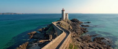 Panoramik Phare du Petit Minou Plouzane içinde. Brittany, Fransa.