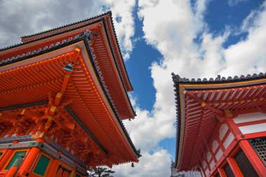 The Pagoda at Kiyomizudera Temple with dramatic cloudy sky. This temple, also called Pure Water Temple, is one of the most celebrated temples of Japan. Kyoto, Japan. clipart