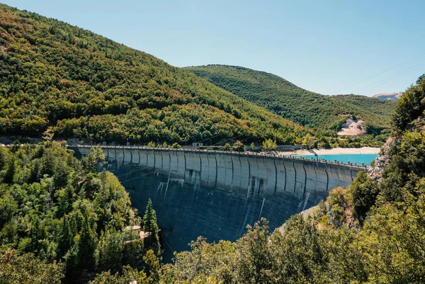 Fiastra Sjön Dam Marche Regionen Italien — Stockfoto