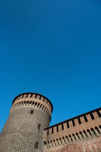 Věž Hradu Sforzesco Miláně Itálie — Stock fotografie