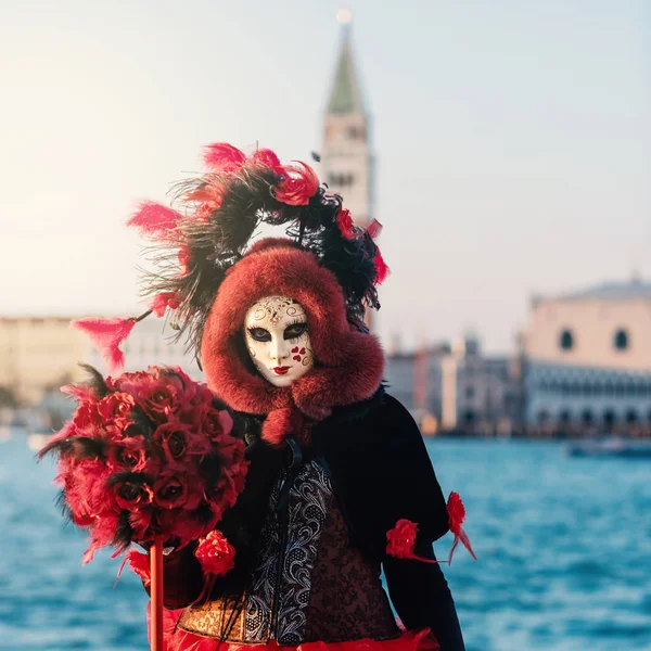Carnival Venice Beautiful Mask George Island Mark Square Background — Stock Photo, Image