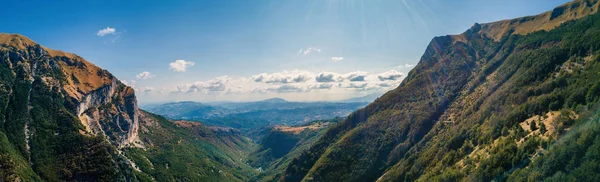 Vue Aérienne Panoramique Des Montagnes Sibillini Dans Région Des Marches — Photo