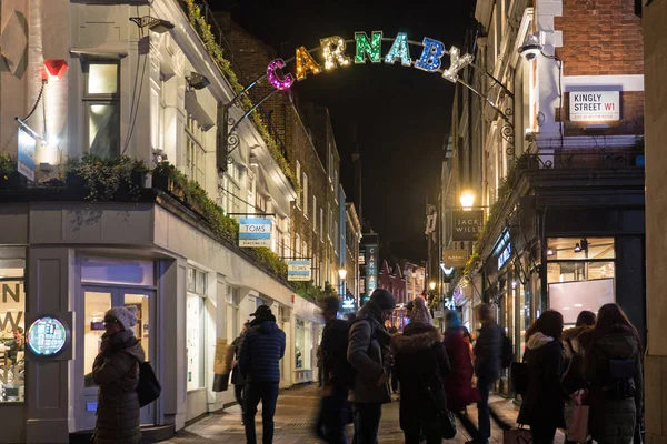 London Circa January 2018 Carnaby Street Light Sign Carnaby Christmas — Stock Photo, Image