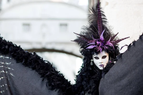 Venice Italy February 2016 Carnival Venice Beautiful Mask Bridge Sighs — Stock Photo, Image