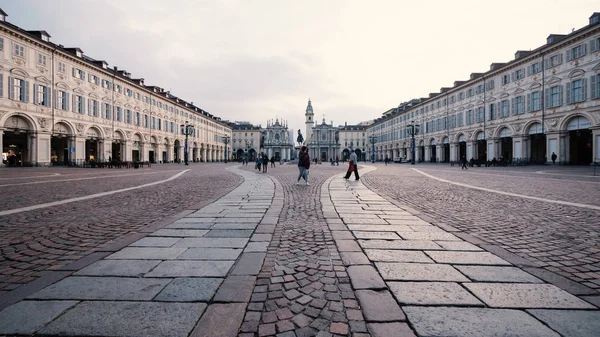 Turyn Włochy Około Lutego 2018 Ludzie Spaceru San Carlo Kwadratowych — Zdjęcie stockowe