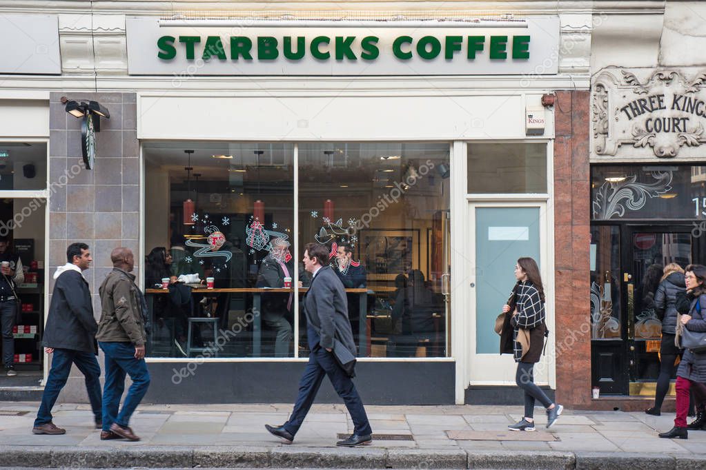 LONDON, UK - CIRCA JANUARY, 2018: Starbucks store. Starbucks is the largest coffeehouse company in the world.