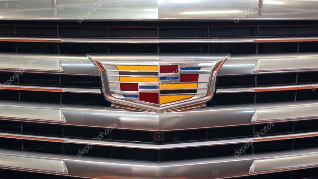 BOLOGNA, ITALY - CIRCA DECEMBER, 2017: Close up of Cadillac logo.