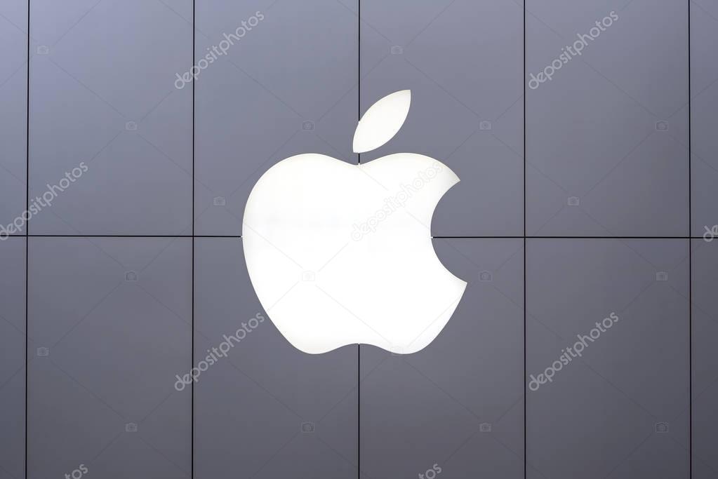 TOKYO, JAPAN - CIRCA MARCH, 2017: Apple logo. Apple Inc. is an American multinational technology company headquartered in Cupertino, California.