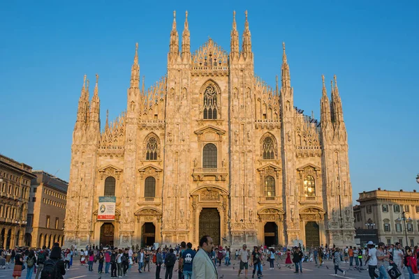 Milan Olaszország Szeptember 2016 Ban Gótikus Katedrális Duomo Naplemente — Stock Fotó