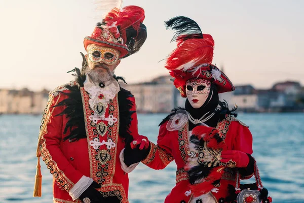 Carnaval Veneza Bela Máscara Ilha São Jorge Com Praça Marcos — Fotografia de Stock