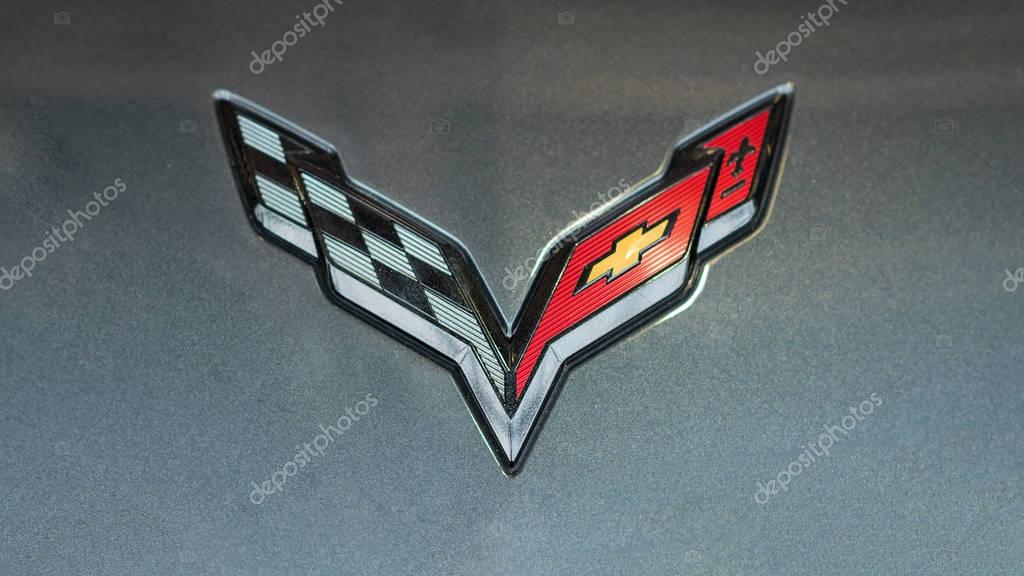 BOLOGNA, ITALY - CIRCA DECEMBER, 2017: Close up of Corvette logo.