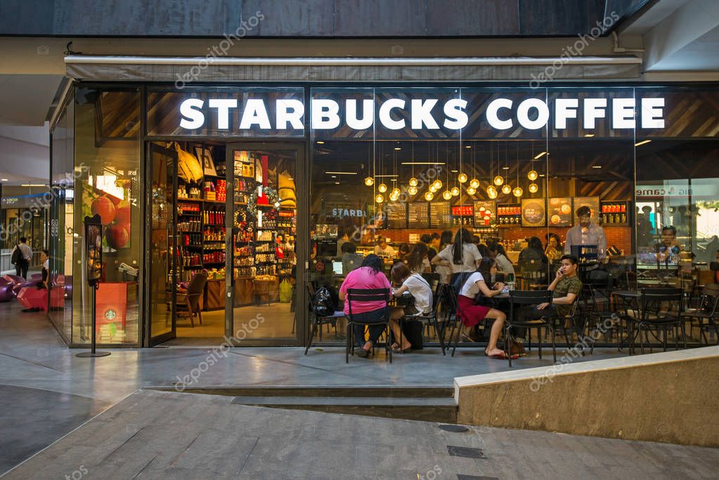 BANGKOK, THAILAND - NOVEMBER 19, 2015: Starbucks coffee inside Shopping Mall. Starbucks is the largest coffeehouse company in the world.