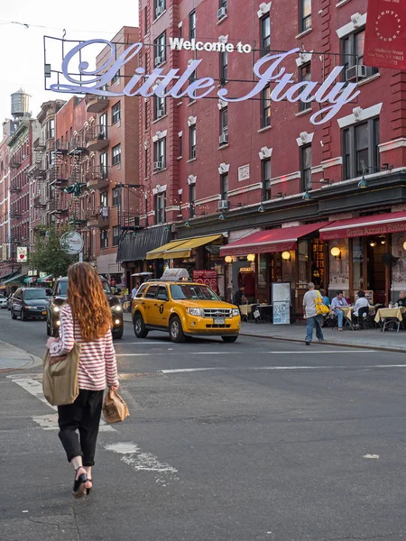 ニューヨーク シティ 2015 ロウアー マンハッタンのリトルイタリー記号へようこそ 少しイタリア マンハッタンのイタリアのコミュニティ — ストック写真