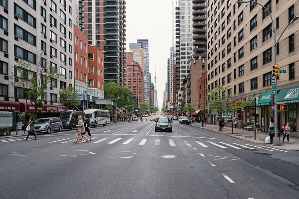 NEW YORK CITY - MAY 9, 2015: Intersection between 2nd Avenue and 48th street in Manhattan.