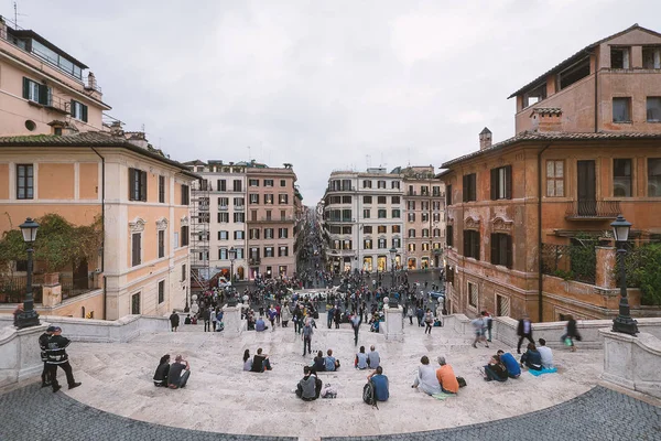 Roma Italia Circa Octubre 2016 Turistas Plaza España Scalinata Escalera — Foto de Stock