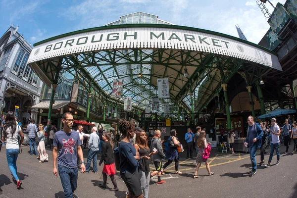 Londyn Czerwca 2015 Borough Market Wejście Jest Jeden Największych Najstarszych — Zdjęcie stockowe