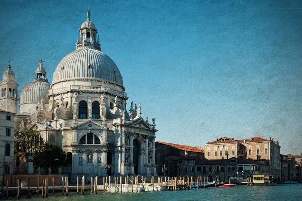 大教堂圣玛丽亚 Della 京杭运河 威尼斯 意大利 复古纸背景 — 图库照片