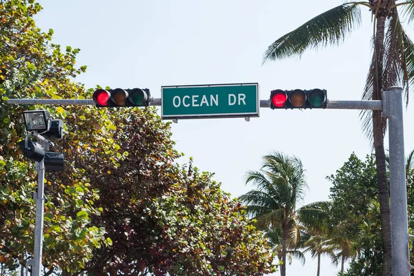 Famoso Sinal Ocean Drive Miami Beach — Fotografia de Stock
