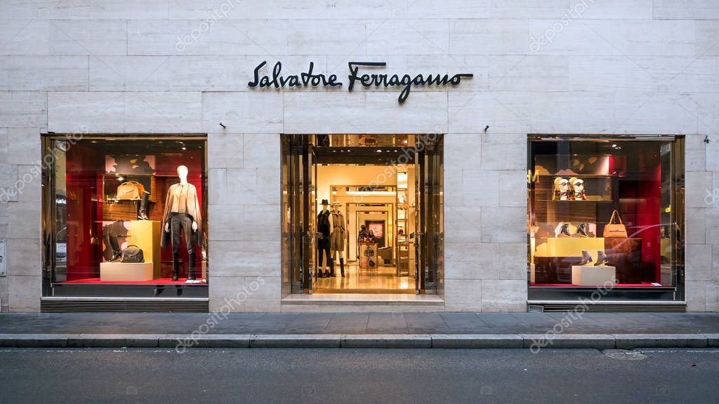 ROME, ITALY - CIRCA OCTOBER, 2016: Salvatore Ferragamo store in via Condotti. Salvatore Ferragamo is an Italian luxury company founded in 1928.