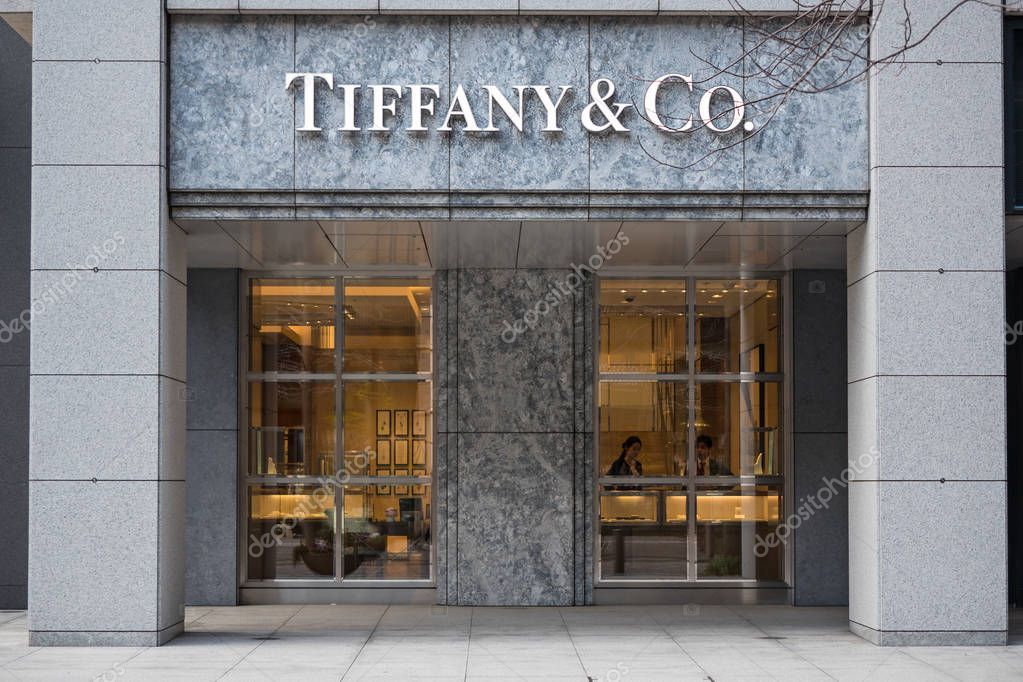 TOKYO, JAPAN - CIRCA MARCH, 2017: Tiffany & Co store facade. Tiffany & Company is an American luxury jewelry and specialty retailer, headquartered in New York City.