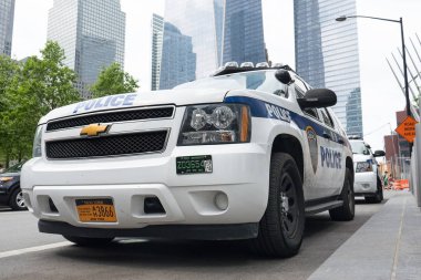 New York - 12 Mayıs 2015: Manhattan Nypd polis arabası. New York City polis departmanı, 1845'te kurulan Amerika Birleşik Devletleri'ndeki en büyük belediye polis olduğunu. 