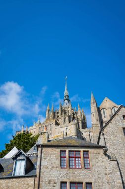 Mont Saint Michel antik köy. Normandy, Fransa. 