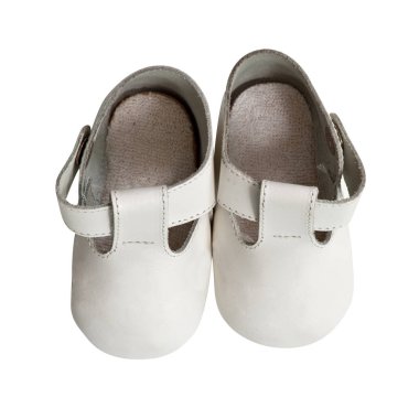 Beyaz çocuğun ayakkabısı beyaz izole.