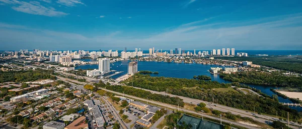 Panoramiczny Widok Miami Florida Słoneczny Dzień — Zdjęcie stockowe