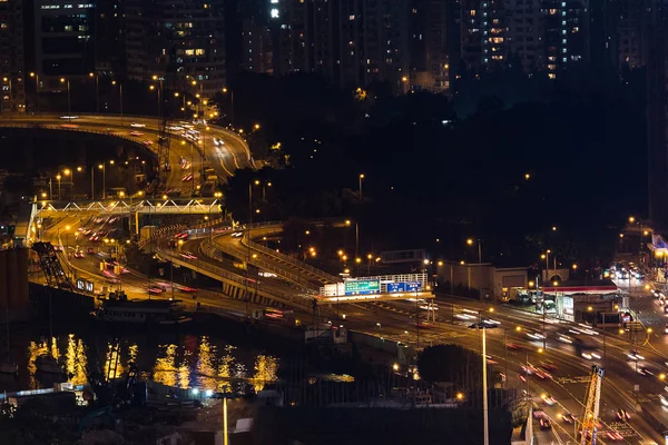 Hong Kong Ruchu Skyline Nocy — Zdjęcie stockowe