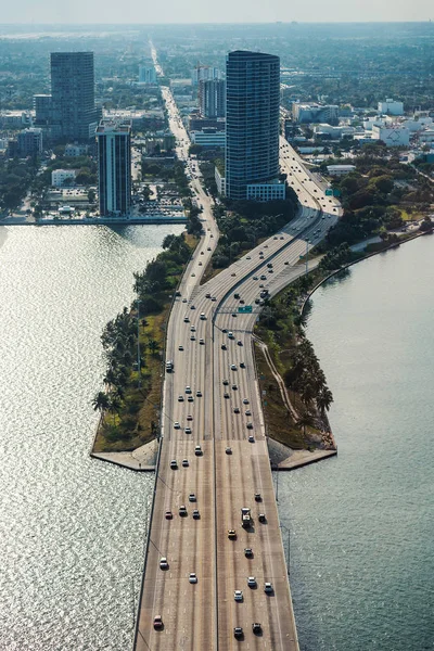 Εναέρια Άποψη Του Αυτοκινητοδρόμου Στο Μαϊάμι Φλόριντα — Φωτογραφία Αρχείου