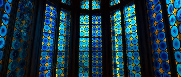 Colorful Windows Rocchetta Mattei Castle House Conte Cesare Mattei Built — Stock Photo, Image