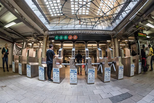 New York Mai 2015 Entrée Station Métro Métro New York — Photo