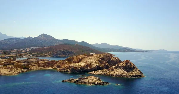 Letecký Pohled Ile Rousse Pobřeží Phare Ostrov Korsika Francie — Stock fotografie