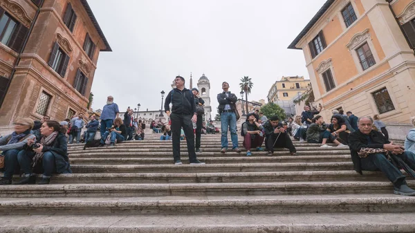 Roma Italia Circa Octubre 2016 Turistas Plaza España Scalinata Escalera — Foto de Stock