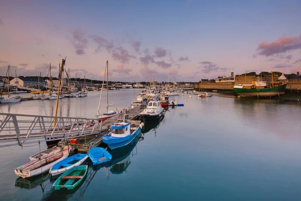 Porto Concarneau Crepuscolo Bretagna Francia — Foto Stock