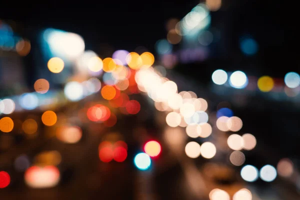 Homályos Közlekedési Lámpák Éjszakai Bangkok Thaiföld — Stock Fotó