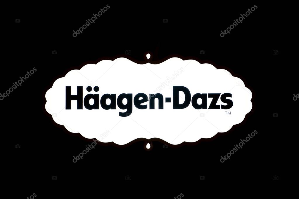 DUBAI, UAE - NOVEMBER 11, 2015: Haagen-Dazs ice cream shop inside Dubai Airport. Haagen-Dazs is an ice cream brand established in 1961 with franchises throughout the world.