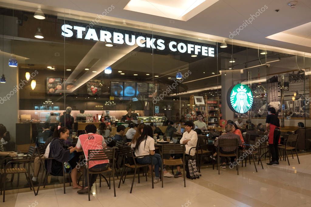 BANGKOK, THAILAND - NOVEMBER 19, 2015: Starbucks coffee inside Shopping Mall. Starbucks is the largest coffeehouse company in the world.