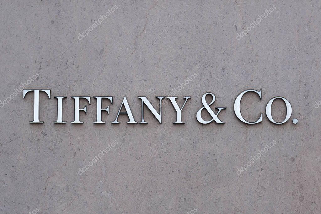 TOKYO, JAPAN - CIRCA MARCH, 2017: Tiffany & Co logo. Tiffany & Company is an American luxury jewelry and specialty retailer, headquartered in New York City.