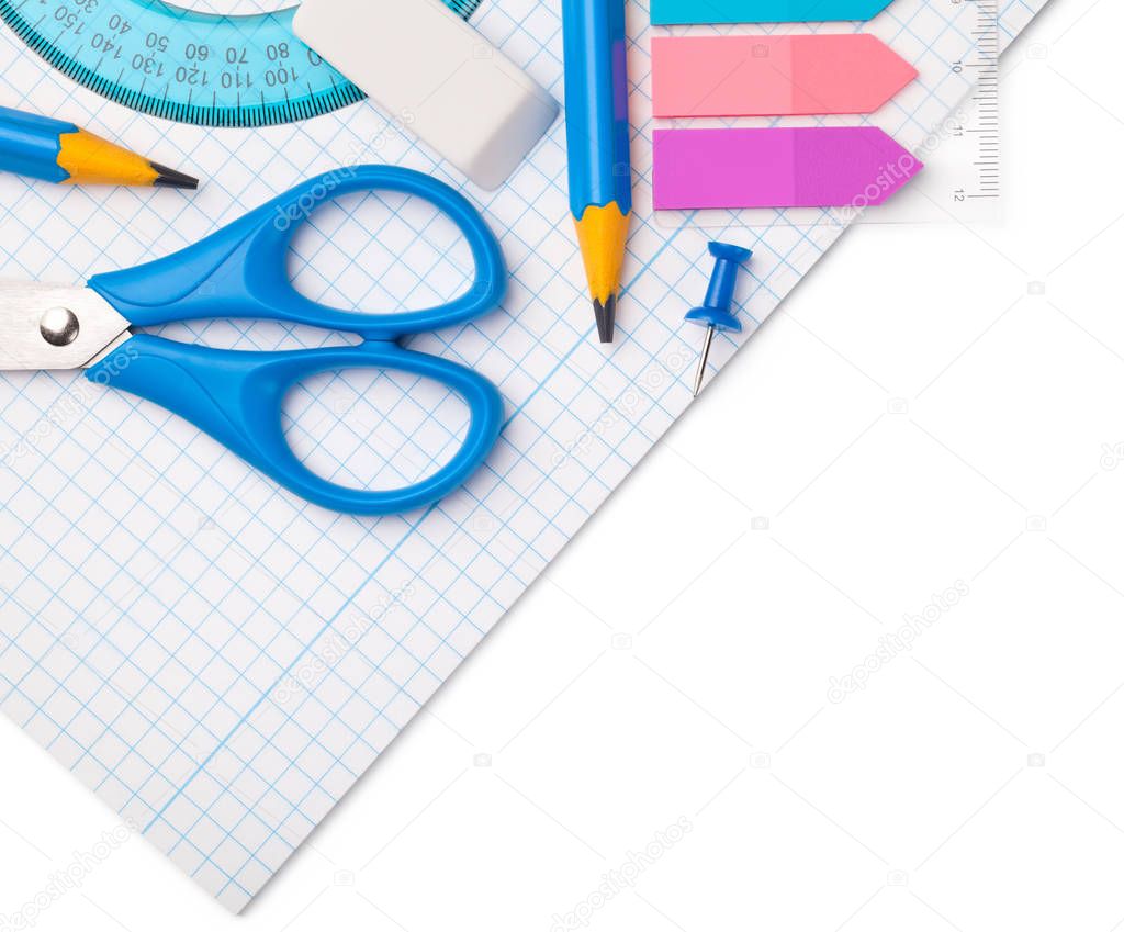School Supplies Isolated on White Background