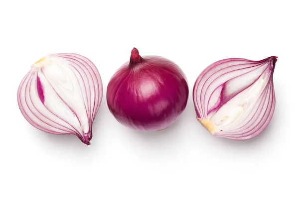 Red Sliced Onions Isolated on White Background — Stock Photo, Image