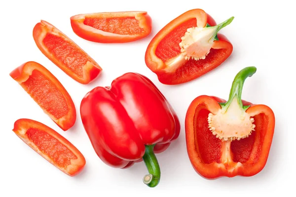 Peperoni rossi isolati su sfondo bianco — Foto Stock