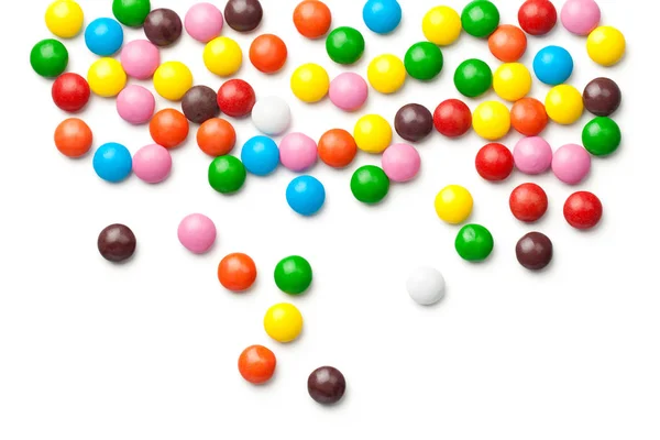 Bunte Schokolade Bonbons Pillen isoliert auf weißem Hintergrund — Stockfoto