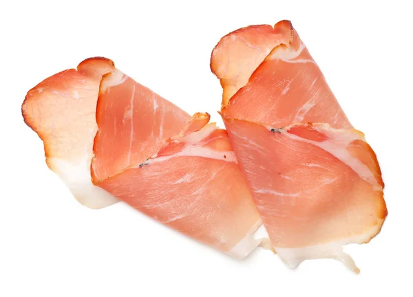 Prosciutto della foresta nera affumicato crudo isolato su sfondo bianco — Foto Stock