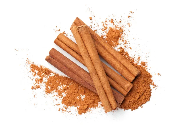Cinnamon Sticks And Powder Isolated On White — Stock Photo, Image
